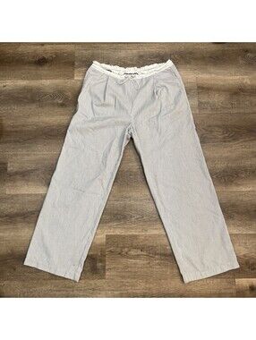Alexander Wang Seersucker Striped Drawstring Pants Mens M White Blue Pockets
